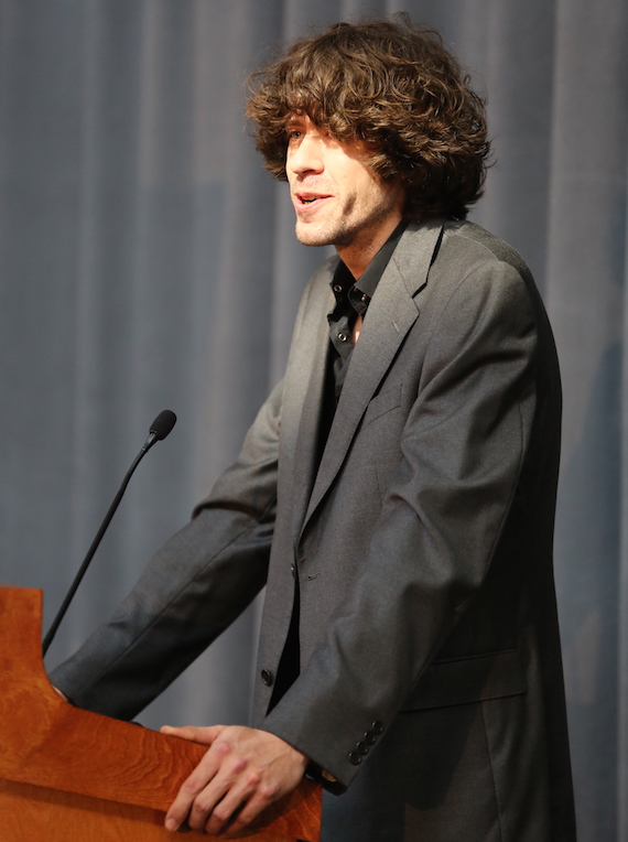 Joshua Martin speaks on behalf of his father, Grady Martin, who was announced as the newest inductee into the Country Music Hall of Fame in the "Recording and/or Touring Musician Active Prior to 1980" category. Photo: Alan Poizner / CMA