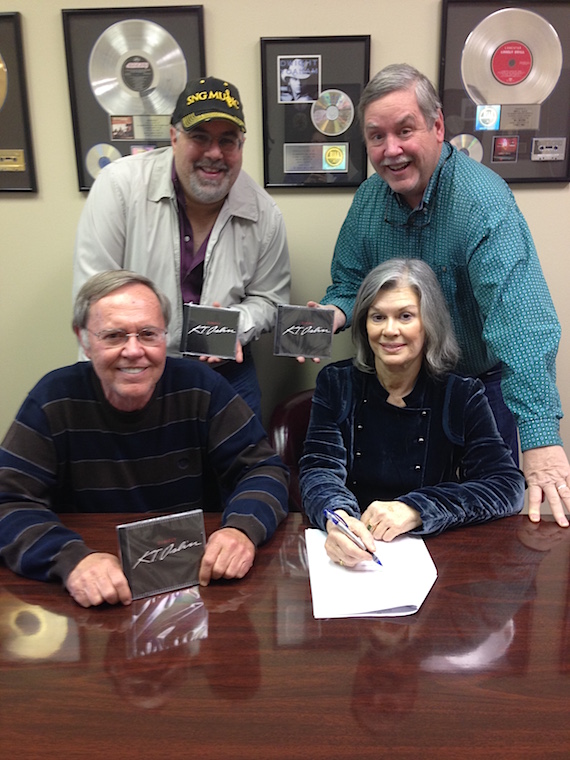 Pictured (seated, L-R): Attorney Orville Almon, Jr., K.T. Oslin. Standing (L-R): Producer/arranger Jimmy Nichols, Chuck Rhodes, Red River Entertainment/Nashville