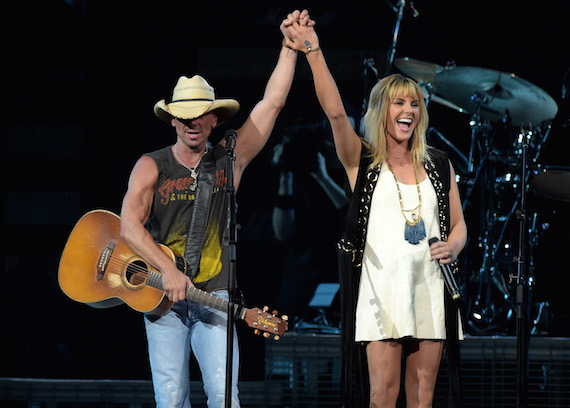 Grace Potter joins Kenny Chesney onstage in Nashville. Photo: Rick Diamond/Getty Images