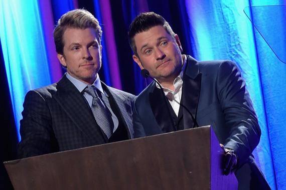 Rascal Flatts' Joe Don Rooney and Jay DeMarcus speak at the T.J. Martell Foundation's 7th Annual Nashville Honors Gala