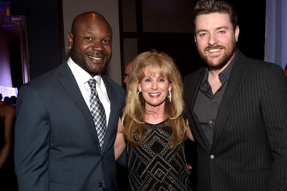 Keith Bullock, T.J. Martell Foundation's Laura Heatherly, and Chris Young attend the T.J. Martell Foundation's 7th Annual Nashville Honors Gala