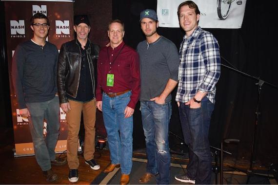 Pictured (L-R): Ben Cooper; Gordon Kennedy; Region Bank's Jim Schmitz; Chuck Wicks; Matt Jenkins at the BB King's Blues Club Friday night. Photo: Bev Moser