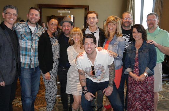 Pictured (L-R): Streamsound's CEO/President Steve Richardson,  WUBE's Jason Statt  'Stattman', Kaila Statt, Streamsound's Kristian Bush,  Teddi Bonadies, Dakota Bradley, Austin Webb, WUBE's Charri Chanderl, Big Dave and winners Chelsie Shinkle and Brad Shinkle. Photo: Streamsound Records 