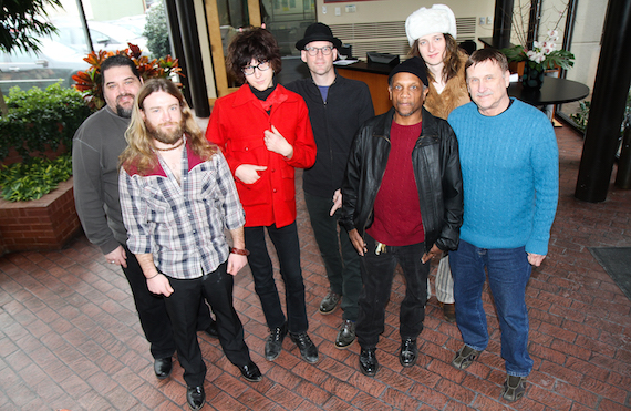 Pictured (L-R): SESACs Tim Fink, Blackfoot Gypsy members Zach Murphy and Matthew Paige, Plowboy Records executive Shannon Pollard, Blackfoot Gypsy members Ollie Dogg Horton and  Dylan Whitlow & SESACs John Mullins. Photo: Bev Moser