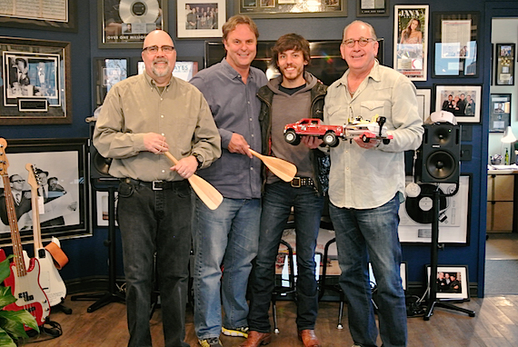 Pictured (L-R): Kevin Herring SVP Promotion, Warner Music Nashville; Scott Hendricks, EVP A&R, WMN; Janson and John Esposito, President & CEO WMN. Photo: Mary Catherine Rebrovick 