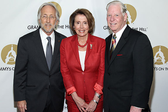 The Recording Academys Neil Portnow, Rep. Nancy Pelosi and SESACs Pat Collins.