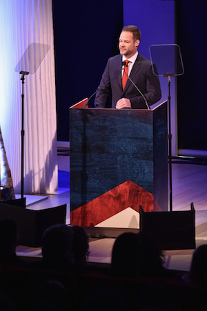 Executive VP of Development for CMT Jayson Dinsmore speaks onstage at the Annual 2015 CMT Upfront at The Times Center on April 2, 2015 in New York City. Photo: Larry Busacca/Getty Images for CMT