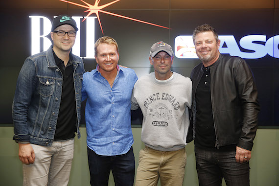 Pictured (L-R): Luke Laird, Shane McAnally, Kenny Chesney and Rodney Clawson.