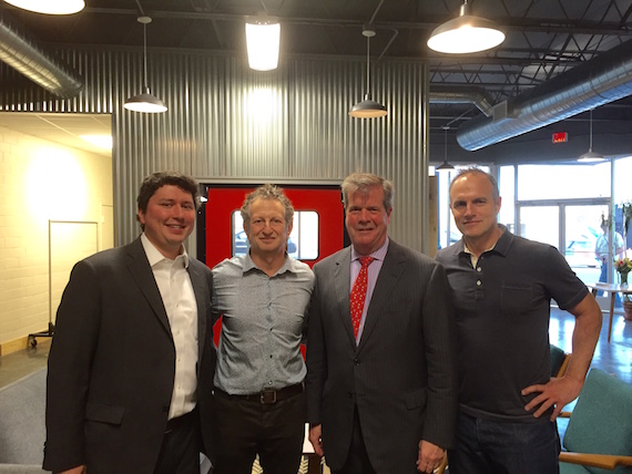 Chris Parham (mayors office) , Craig Balsam (Co-Owner Razor & Tie), Mayor Karl Dean, and Cliff Chenfeld (Co-Owner Razor & Tie) celebrate the grand opening of Razor & Ties new building in Nashville, Tenn.