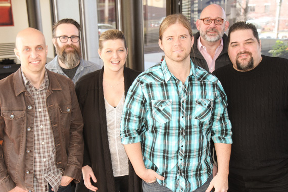 Pictured (L-R): Meld Musics Chad Segura, Fair Trade Music Publishings Mark Nicholas, SESACs Shannan Hatch, Helms, Fair Trade Music Publishings Jeff Moseley and SESACs Tim Fink. Photo: Bev Moser