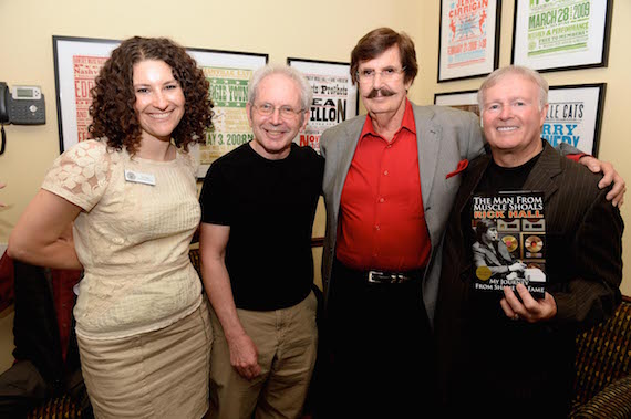 Pictured (L-R): The Country Music Hall of Fame and Museums Abi Tapia, writer Peter Guralnick, Rick Hall, and Heritage Builders Publishings Sherm Smith.  Photo: Jason Davis, Getty Images  