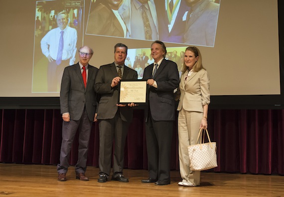 Pictured (L-R): Metro Historic Commission member Don Cusic, Nashville Mayor Karl Dean (who presented the award to Curb), Mike and Linda Curb.