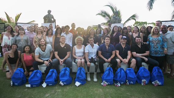 Artists and event sponsors gather for a photo op at the Memorial Day weekend Boots on the Beach Vacation event in Jamaica, hosted by Sandals Ochi Beach Resort to benefit the Boot Campaign. Photo: Katie Kauss