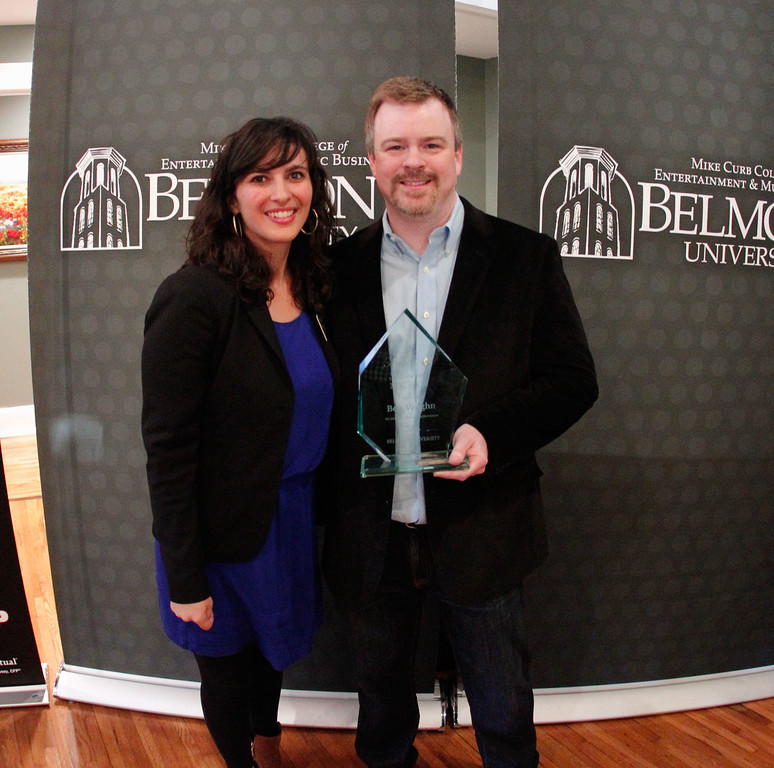 Ben Vaughn with Belmont University's Sarah Cates. Photo:  Andrea Hallgren, Belmont University Photographer.