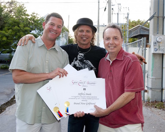 Pictured: BMIs Mark Mason and Jody Williams present Jeffrey Steele several millionaire play awards at the San Carlos Institute during Key West Songwriters Festival on May 8, 2015, in Key West, Fla. Photo: Erika Goldring.