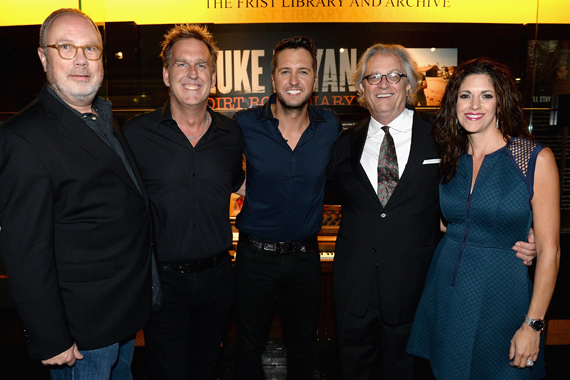 Pictured (L-R): Universal Music Group Nashville's Mike Dungan, LiveNation's Brian O'Connell, Luke Bryan, Country Music Hall of Fame and Museum CEO Kyle Young, and KP Entertainment's Kerri Edwards. Photo: Jason Davis/Getty Images for CMHOF