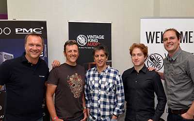 Pictured (L-R) at ASCAP's "I Create Music" are PMC President of Sales & Marketing Maurice Patist; speakers Michael James and Rob Chiarelli; Vintage King Sales Representatives Jeffrey Ehrenberg and Chris Bolitho.  Photo: David Goggin