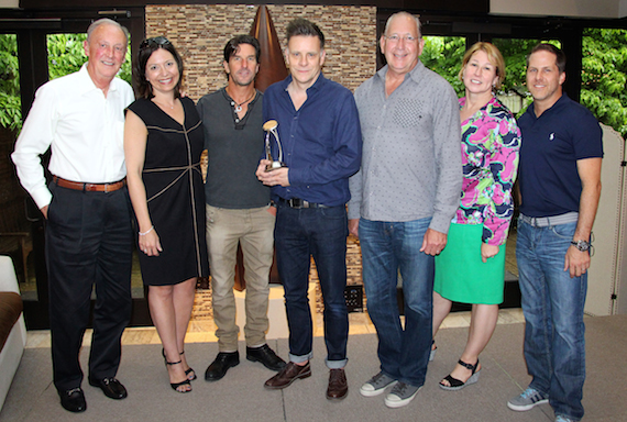 Pictured (L-R): Frank Bumstead, Chairman of Flood, Bumstead, McCready & McCarthy and CMA Board Chairman; Sally Williams, Vice President of Business and Partnership Development of Ryman Auditorium and CMA Board President-elect; Brett James, CMA Award-nominated songwriter and CMA Board member; CMA International Country Broadcaster Award winner Ricky Ross; John Esposito, President and CEO of Warner Music Nashville and CMA Board President; Sarah Trahern, CMA Chief Executive Officer; Jon Loba, Executive Vice President of BBR Music Group and Chairman of the CMA Awards and Recognition Committee. Photo: Christian Bottorff/CMA