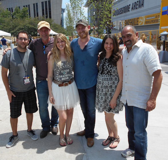 Pictured (L-R):  Bob Foglia, Manager, Media/Marketing, Sony Music Nashville; Brian, Clara and Aaron Henningsen; Sarah Westbrook, Director, Marketing, Sony Music Nashville; and, Paul Barnabee, Sr. VP, Marketing, Sony Music Nashville