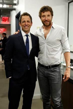  TV Host Seth Meyers and country artist Brett Eldredge.