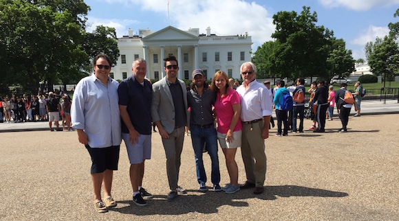 Pictured (L-R): Zeke Hunter, RCA Nashvilles SVP of Promotion Keith Gale, Jake Owen, Jon Andolina, RCA Nashvilles Elizabeth Sledge and Greg Fowler