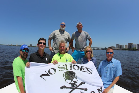 Pictured Front Row L-R: Captain Nathan (Seafood Kitchen Boat), Pat Murray (Coastal Conservation Association President) Captain Russell (Seafood Kitchen Boat) Kelleigh Gorski and Brian Gorski (Executive Director CCA Florida) Back Row Left to Right: Brett Palmer (AbiJack Management, Inc) and Kenny Chesney. Photo Courtesy: Kenny Chesney