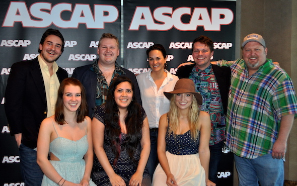 Pictured (L-R): top row- Nick Carpenter, Kyle Crownover, ASCAP VP LeAnn Phelan, Zach Russell, MTSU Songwriting Concentration Coordinator Odie Blackmon bottom row- Maybe Aprils Alaina Stacey, Kristen Castro, and Katy Bishop