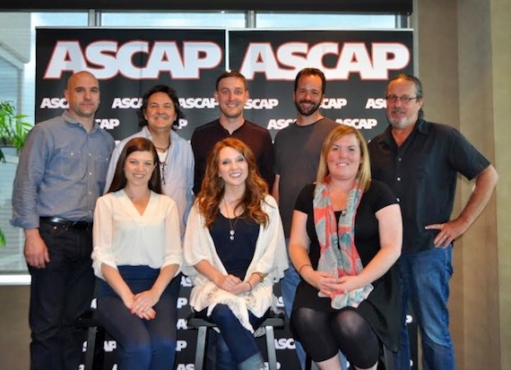  Pictured (l-r, front row): Kelly Donley, attorney - Safford Motley, Sarah Allison Turner, Courtney Crist - Hori Pro, (back row) ASCAP's Robert Filhart, Butch Baker - Hori Pro, Lee Krabel - Hori Pro, Tim Stehli - Hori Pro, Blake Chancey - True Bearing Entertainment