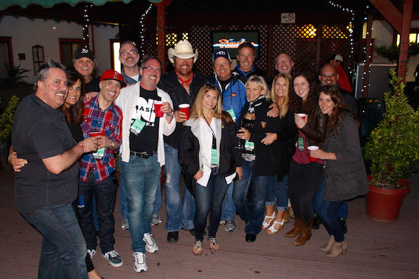 Pictutred (L-R) Front row: KTOM/Jim Pearson, Show Dog Nashville's Lisa Owen,  KTOM/Sam Segovia, KSJO/Mac Daniels, KRTY/Jamie Jackson,  KRTY/Tina Ferguson, her friend, Apple/iTunes Madison Hanten & friend  L-R Back row: Show Dog Nashville Rick Moxley, iTunes/Beats Music Ken Tucker, Toby, KRTY/Nate Deaton, TK Kimbrell, umg friend, UMG's Jerry Suarez