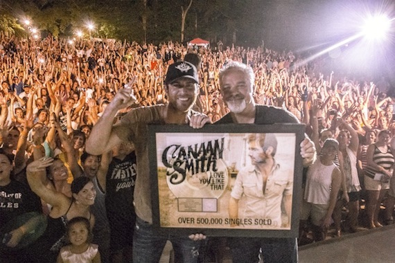 Pictured Left to Right: Mercury Nashville's Canaan Smith, Mercury Nashville's VP Promotion Damon Moberly. Photo: Carl Ratajski 