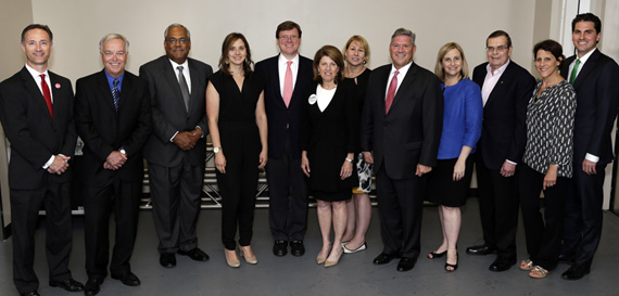 (L-R): David Fox, moderator Ken Paulson, Howard Gentry, Alicia Warwick (The Recording Academy), Charles Robert Bone, Linda Eskind Rebrovick, Sarah Trahern (CMA), Bill Freeman, Megan Barry, Ed Hardy (Music City Music Council), Debbie Linn (Leadership Music), and Jeremy Kane. Photo: Dusty Draper/CMA