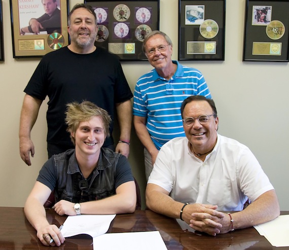 Seated (L-R): Zach Lockwood and Chris Hunter, Pres. Old Gringo Music. Standing: Kenneth Wright, Pres. Dis Keef Music and Orville Almon, Jr., ESQ., Almon & McPike, PLLC