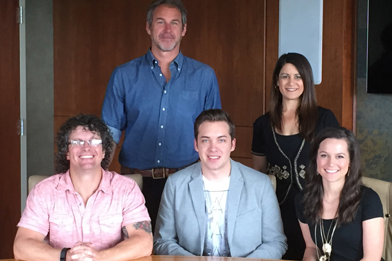 Pictured (back row L-R): Mike Snider, WME; Denise Stevens, Partner, Loeb & Loeb, LLP; (seated L-R): Tim Hunze, Parallel Music Publishing; Alex Hall; Hannah Showmaker, Parallel Entertainment