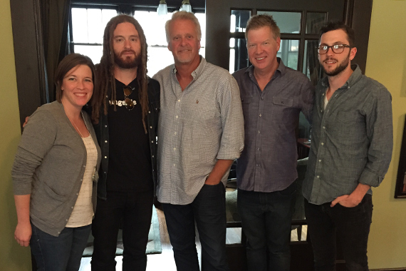 Pictured (L-R): Lani Crump (Showdown Management), Paul Moak, Chris Farren (Combustion Music owner/President), Dave Steunebrink (Showdown Management), Kenley Flynn (Creative Director, Combustion Music). 