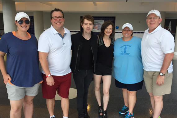 Before the Striking Matches show at the Bud Light stage during CMA Music Fest 2015. Pictured (L-R):  Missy Wilson, UMPG Nashville Sr. Creative Director; Kent Earls, EVP/GM UMPG Nashville; Justin Davis; Sarah Zimmermann; Cyndi Forman, UMPG Nashville VP Creative; and Ron Stuve, UMPG Nashville VP A&R. 