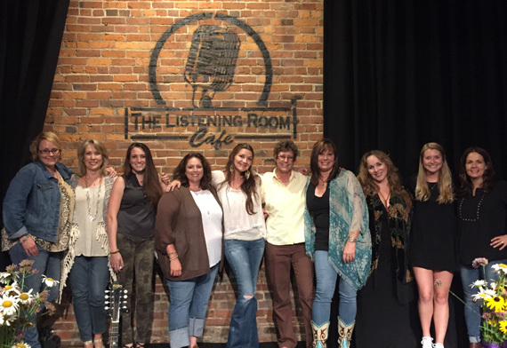 (L-R): Emilie Glover (Red Light Management), Deborah Ferris (Regional Director, Music & Memory), Amelia Varni (UMPG Nashville), Cyndi Forman (UMPG Nashville), Matraca Berg, Tammy Helm (UMPG Nashville), Suzy Bogguss, Gretchen Peters, Christina Wiltshire (Patrick Joseph Music), Lori McKenna