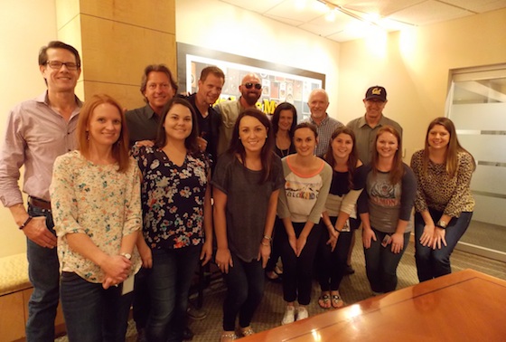 Pictured (L-R): Cass Scripps - APA Booking, Brinson Strickland - The Collective Stacey Cato (Manager, Music Strategy) - CMT, Corey Smith Leslie Fram ( SVP, Music Strategy) - CMT, Cliff O'Sullivan - Rounder Label Group, David Newmark  Rounder Label Group. Front Row (L-R)  - Donna Duncan (Manager, Talent Relations) - CMT, Rachel Cunningham - The Collective, Jordan Stephens (Coordinator, Music Strategy) - CMT, Jen Morrison (Sr. Manager, Social Media) - CMT, Claire Heinichen (Coordinator, Social Media) - CMT, Katie Roth (Social Media) - CMT, Jennifer Dichiara (Consumer Marketing) - CMT