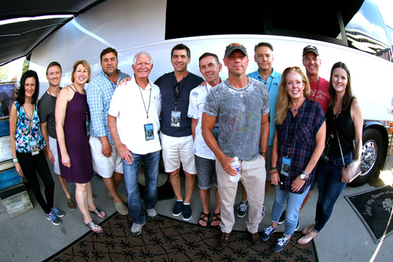 (L-R): CMT Sr. VP of Music Strategy Leslie Fram; Wayne Flatt (husband of Sarah Trahern); CMA CEO Sarah Trahern; Sony Music Nashville A&R VP Jim Catino; Morris Higham Managements Dale Morris; Sony Music Nashville EVP & COO Ken Robold; Galante Entertainment Organization President (and former Sony Music Nashville Chairman & CEO) Joe Galante; Chesney; Sony Music Nashville Chairman & CEO Randy Goodman; Morris Higham Managements Buffy Cooper; Sony Music Nashville EVP, Promotion & Artist Development Steve Hodges and A&R Director Taylor Lindsey. Photo: Jill Trunnell