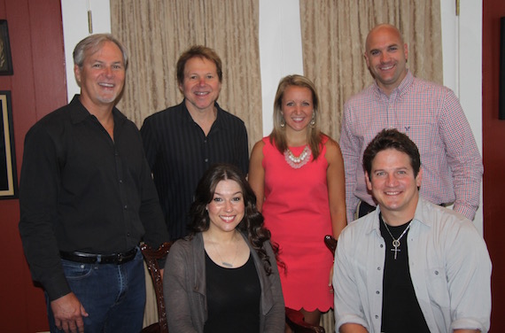 (L-R, standing):  Clay Myers, MV2's Creative director, Tony Harrell, Lauren Spahn (Oakley's attorney), Robert Filhart (ASCAP writer rep). (L-R, sitting):  Cherie Oakley, Mark Oakley