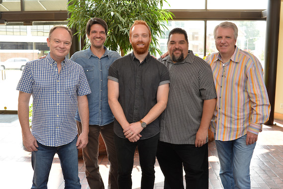 Pictured (left to right): Daywinds Rick Shelton and Chad Green, Tinnesz, SESACs Tim Fink and Daywinds Ed Leonard.   Photo: Peyton Hoge  