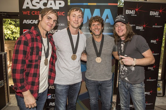 Pictured (l-r): "Don't It" co-writers Ross Copperman and Ashley Gorley, Billy Currington, and co-writer Jaren Johnston Photos by Ed Rode