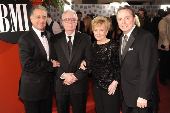 BMI President & CEO Del Bryant; 2010 BMI Icon Billy Sherrill; Charlene Sherrill; and BMI Vice President, Writer/Publisher Relations, Jody Williams pause for a photo at the 2010 BMI Country Awards, staged November 9 at the organizations Music Row offices. Photo: BMI