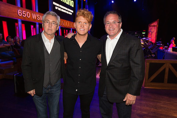 Pictured (L-R): Maverick’s Clarence Spalding, Seth Alley and Grand Ole Opry’s Pete Fisher. Photo: Chris Hollo