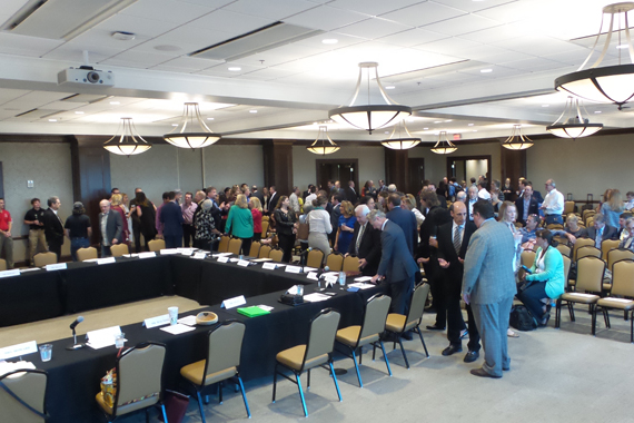 Invitees and public gather at Belmont on September 22 to speak to representatives of the House Judiciary Committee. 