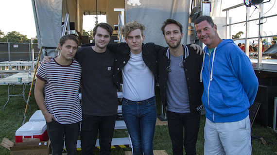 COIN1: Members of Nashville-based BMI band COIN pose with BMIs Mark Mason before their set on the BMI stage at Loufest. 