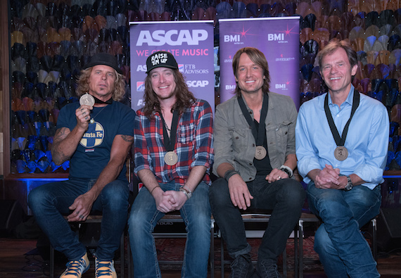 Pictured (L-R): Jeffrey Steele, Jaren Johnston, Keith Urban, Tom Douglas