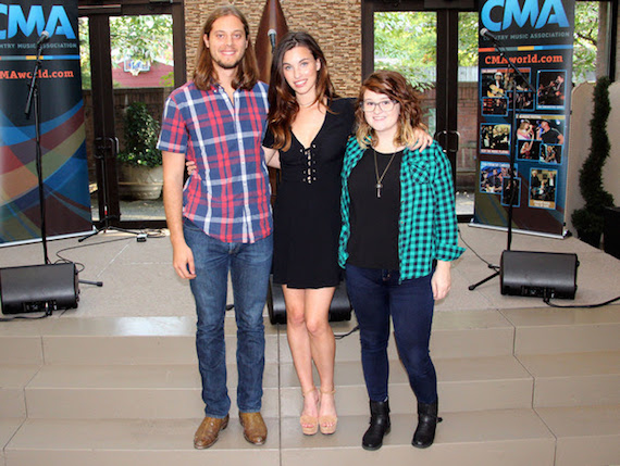 PHOTO COURTESY - Christian Bottorff / CMA Creative Services (L - R-  Brenden Oliver (CMA Membership & Balloting), Rainey Qualley and  Carrie Tekautz  (CMA Membership & Balloting) 