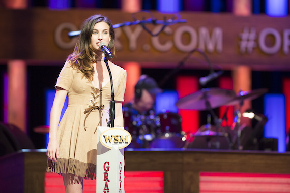 Rainey Qualley performs at the Grand Ole Opry. Photo: Chris Hollo.