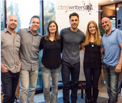 Pictured (L-R): Shawn Bowling (Creative Manager CTM Writers INK), Brandon Perdue (Development/Production CTM Writers INK), Erin Enderlin (Cotton Gin), Scott Stevens, Alex Kline (Cotton Gin), Eddie Robba (President/CEO CTM Writers INK). 