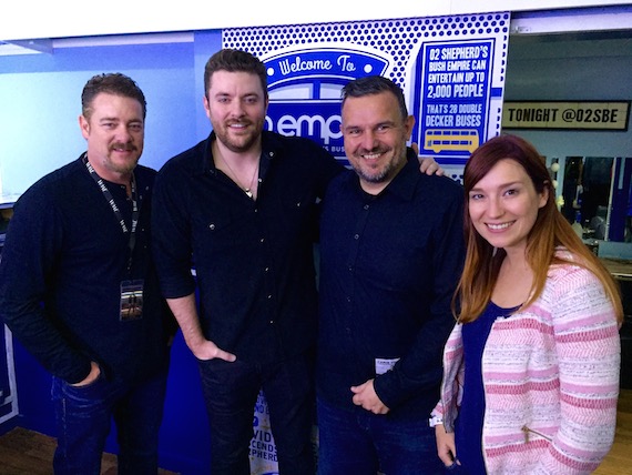 Pictured (L-R): Rob Beckham/WME, Chris Young, Steve Homer/Live Nation UK, Anna-Sophie Mertens/Live Nation UK. Photo: Monarch Publicity